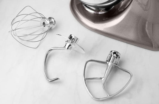 3-Piece Mixer Attachment Set Compatible with KitchenAid 4.3L and 4.8L Tilt-Head Stand Mixers (Stainless Steel)